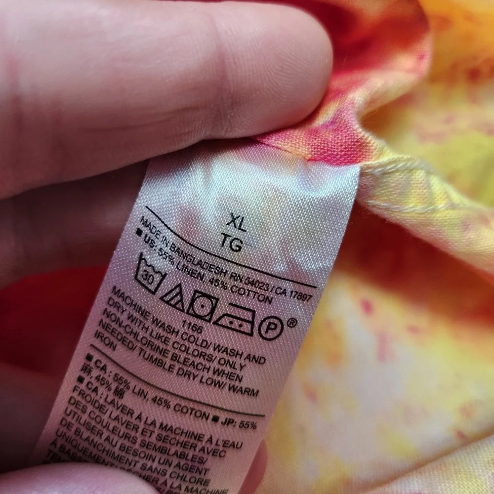 Banana Republic Linen Blend Shirt Men XL Slim Fit‎ Tie Dye Button Up